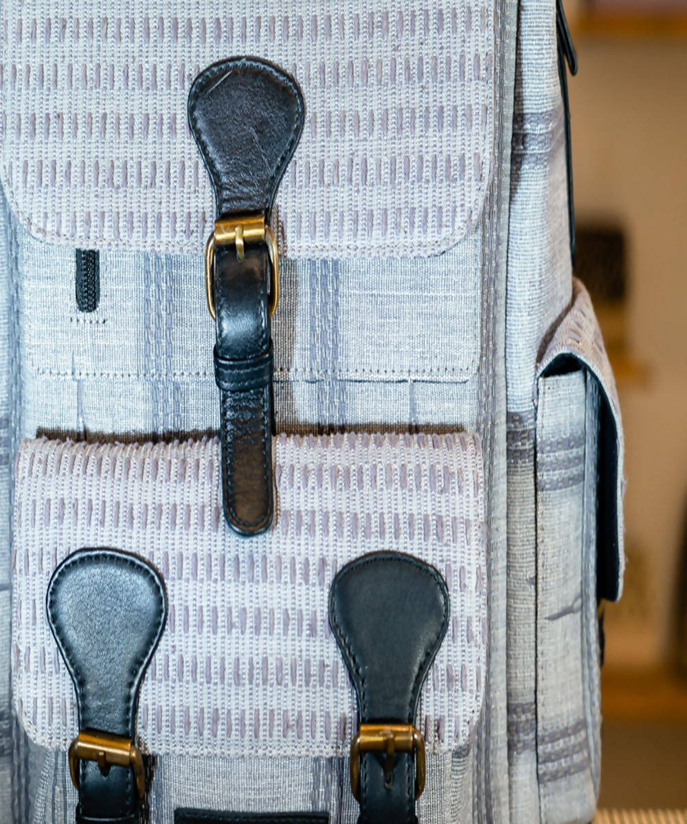 Grey Handwoven Cotton Backpack