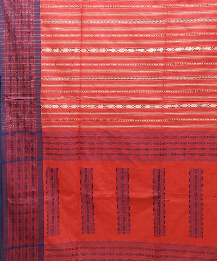 Bengal handspun handwoven cotton red saree