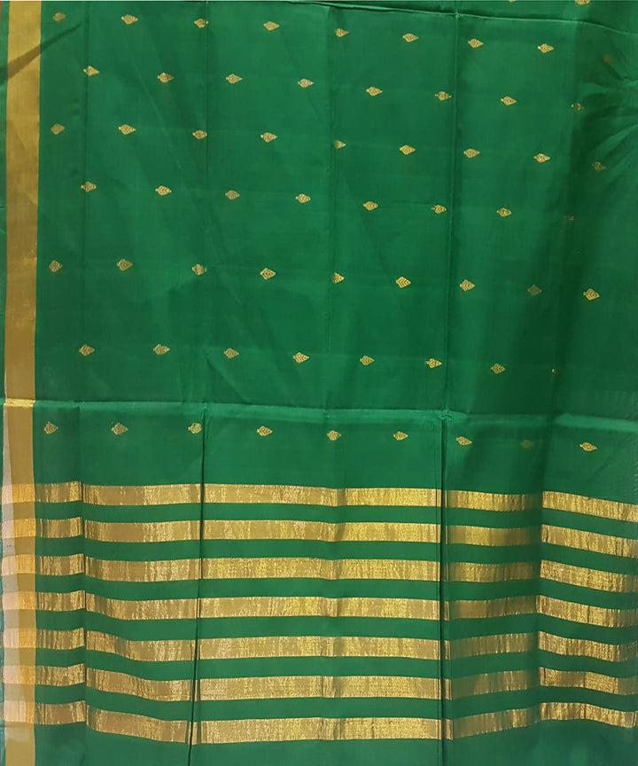 Dark green venkatagiri handwoven cotton saree
