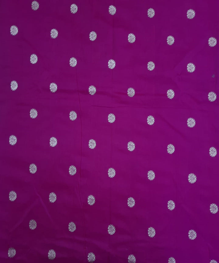 Pink handwoven phekwa buti cotton silk banarasi fabric