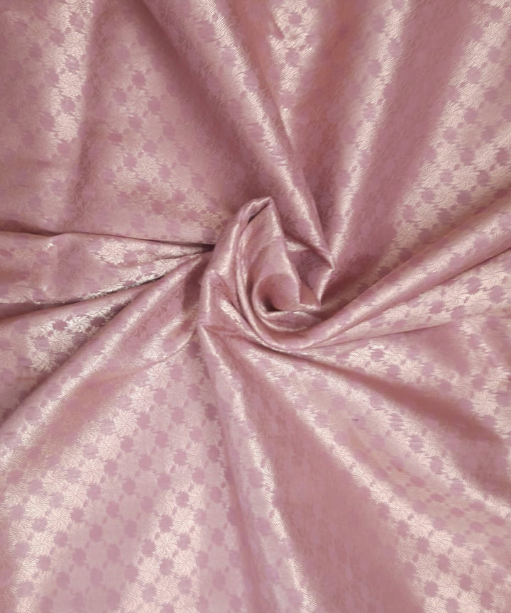 Peach handwoven cotton silk banarasi fabric