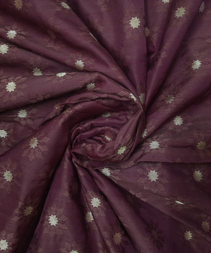Purple handwoven banarasi silk fabric