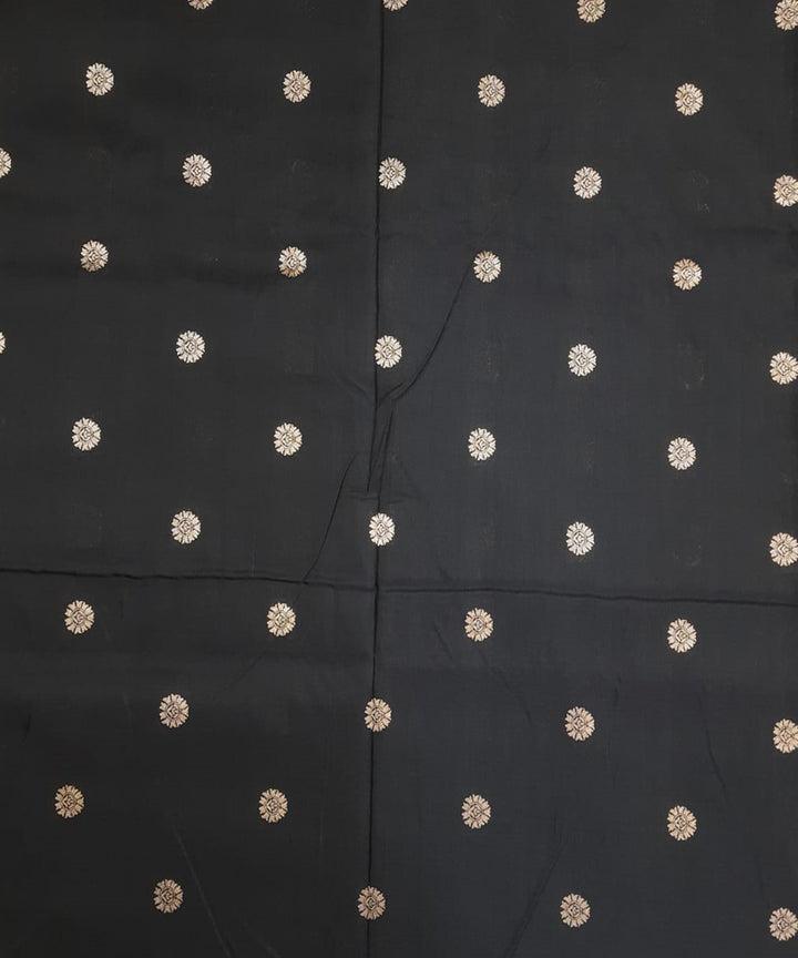 Black handwoven phekwa buti cotton silk banarasi fabric