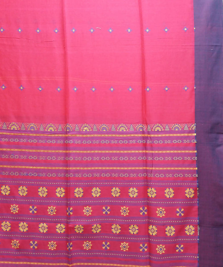 Handwoven bengal cotton dark pink saree