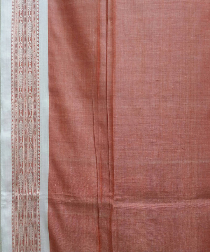 Bengal handspun handwoven cotton orange saree