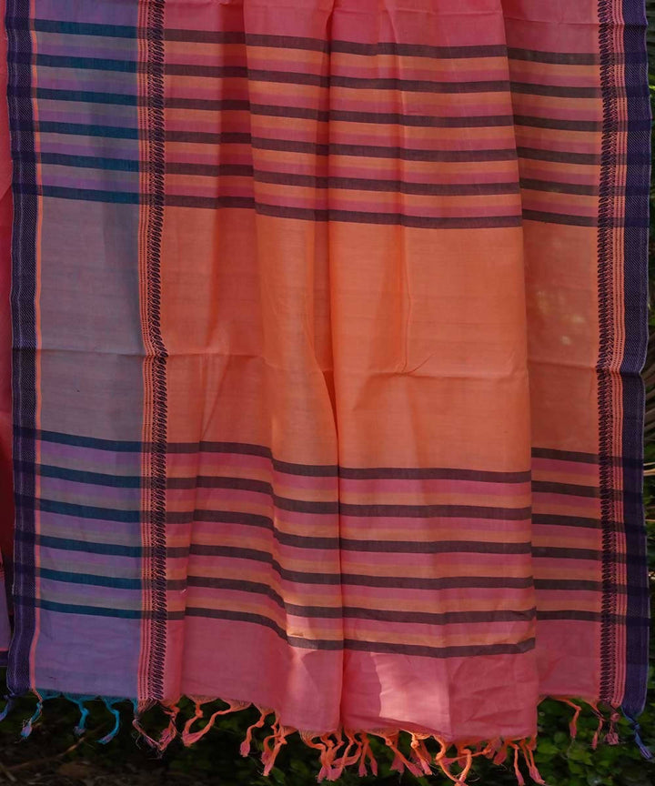 Light Pink Cotton Handwoven mangalagiri saree
