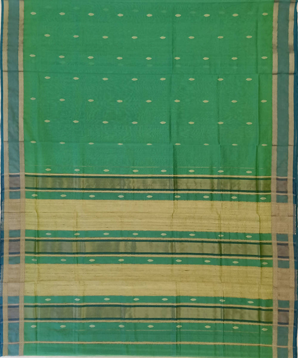 Maheshwari Green Handloom Cotton Silk Saree