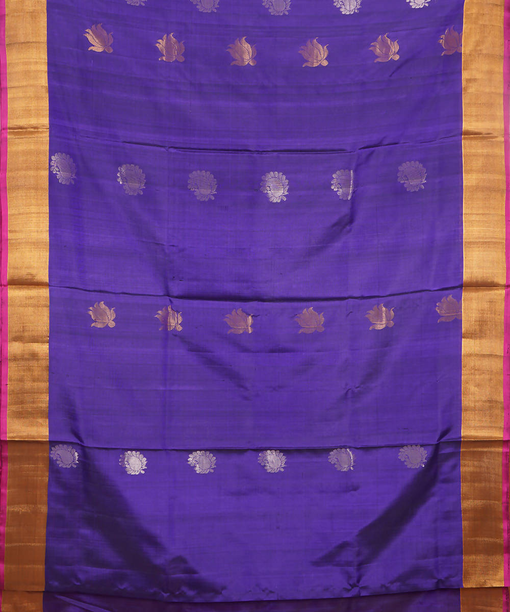 Blue Pink Handwoven Uppada Silk Saree