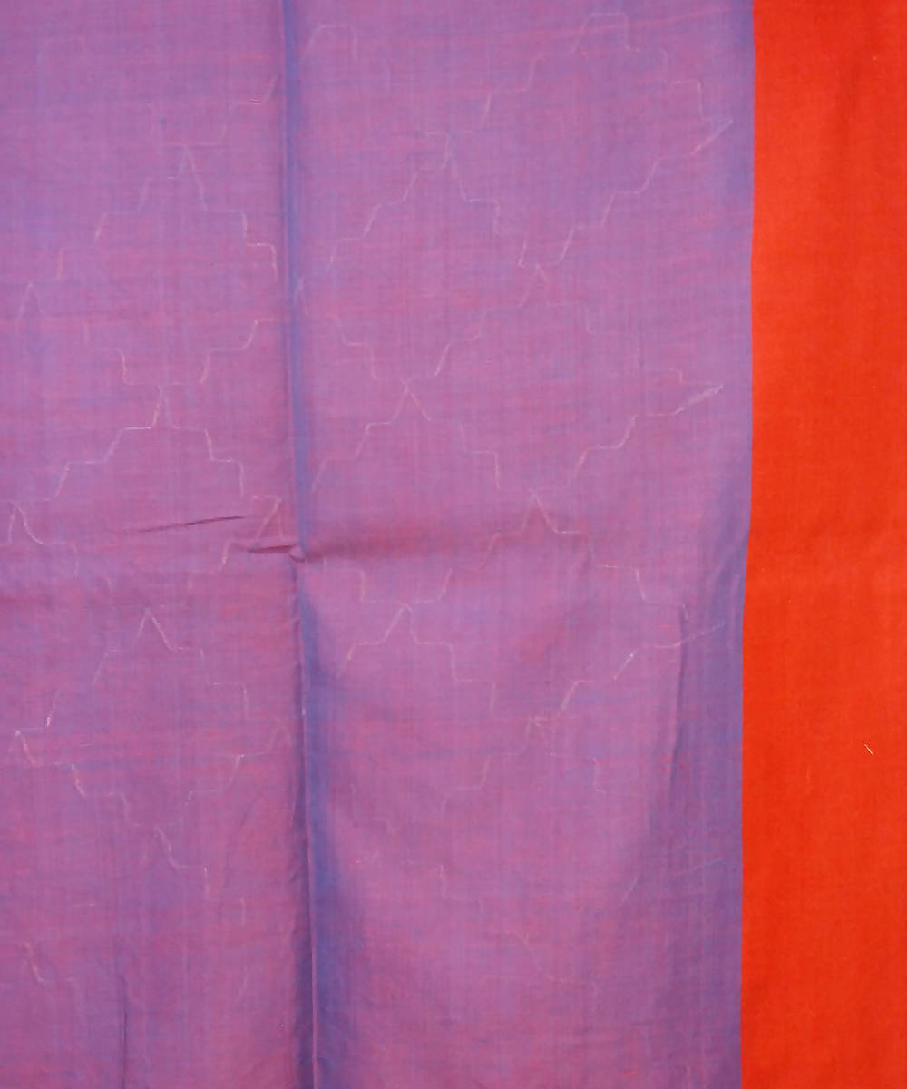Blue Red Handspun Handwoven Cotton Saree