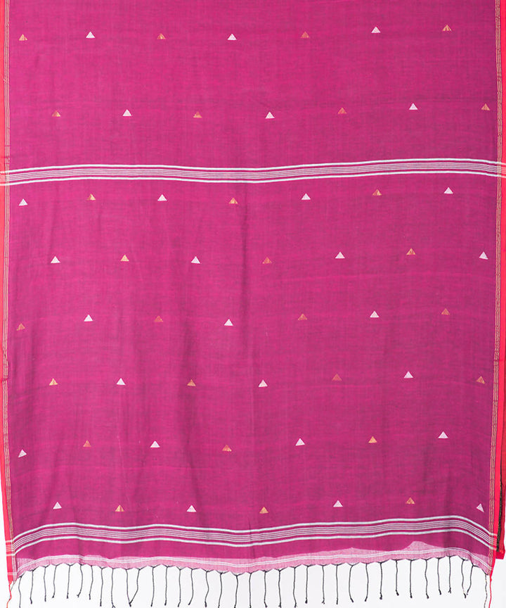 Magenta handwoven cotton jamdani saree
