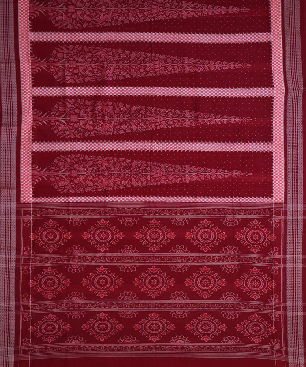 Boyanika maroon handwoven cotton sambalpuri saree