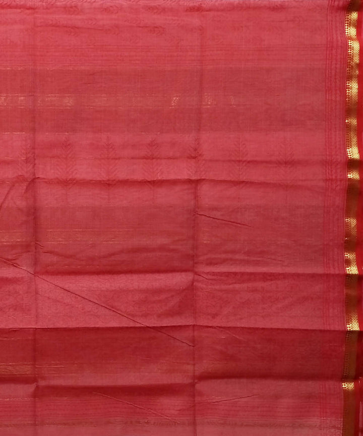 Light rose pink handwoven cotton silk maheshwari saree