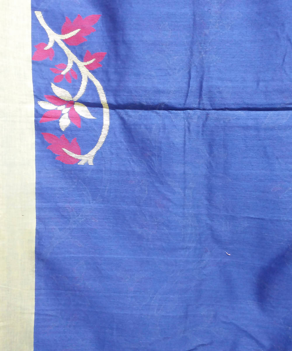 Red and Blue Handloom Matka Silk Bengal Saree