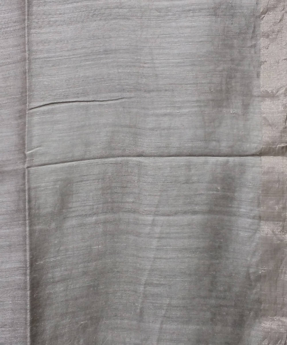 Bengal Silver Grey Handloom Sequin Matka Silk Saree