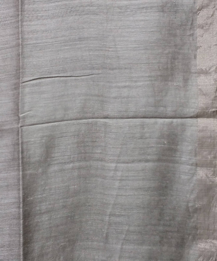Bengal Silver Grey Handloom Sequin Matka Silk Saree