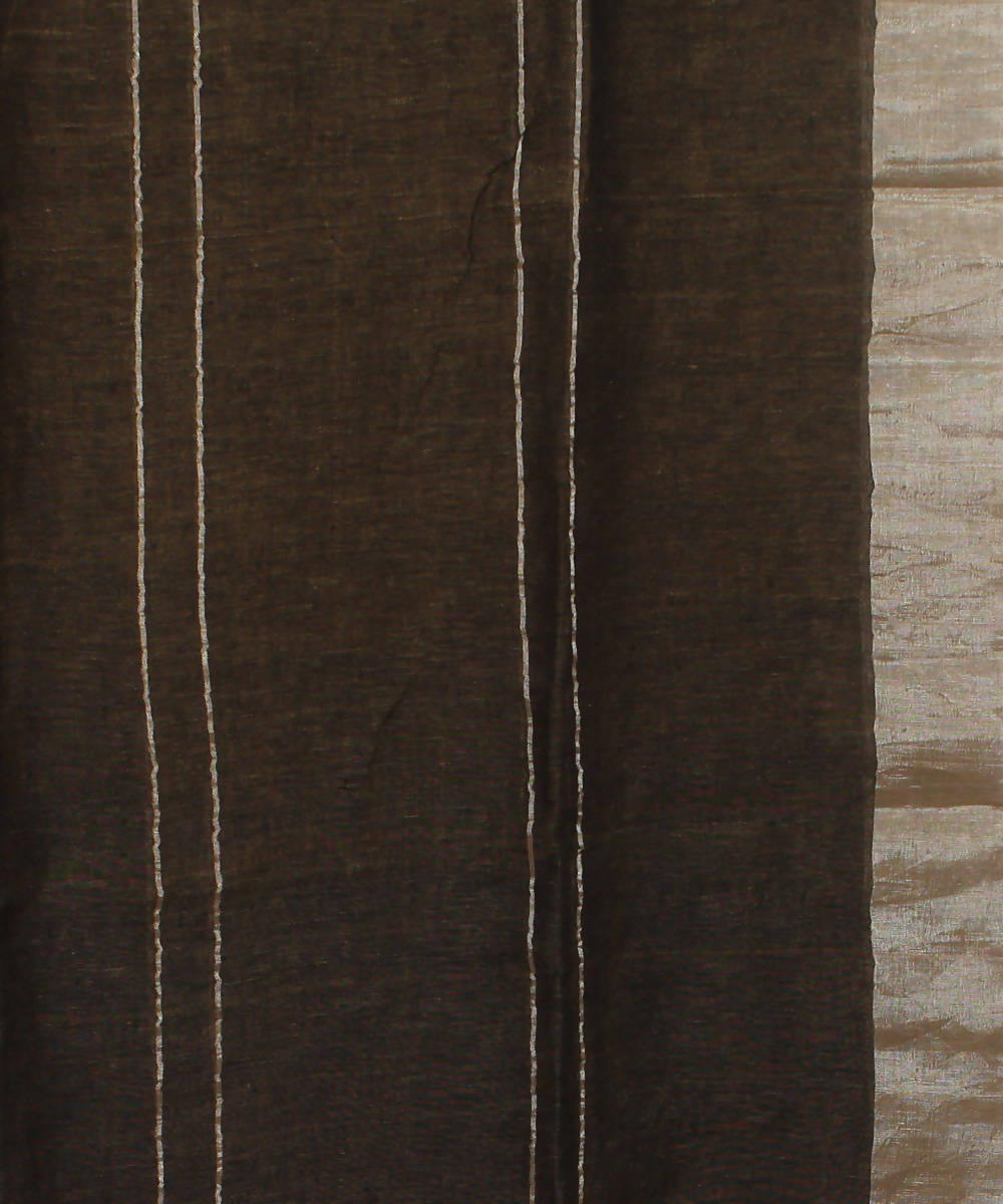 Bengal Handloom Bronze Brown Linen Saree
