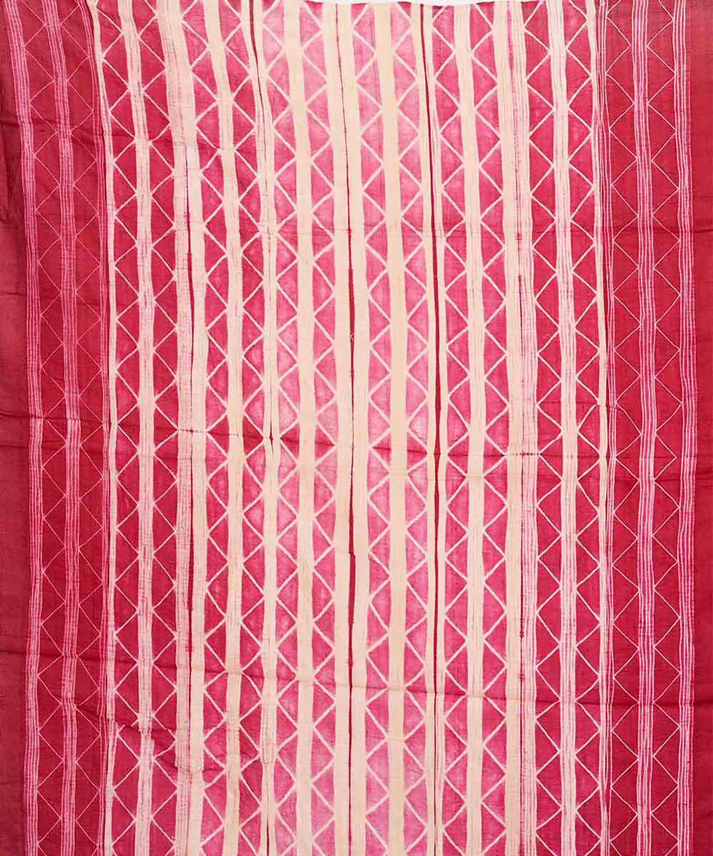 Fuschia shibori handwoven tussar silk saree
