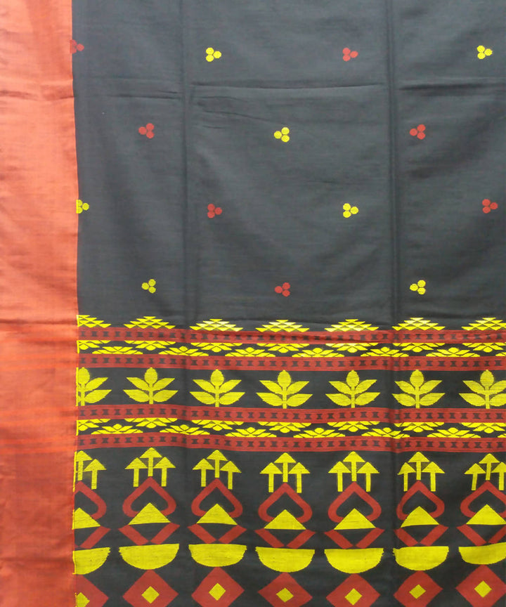Bengal Black Multicolor Pallu Handloom Cotton Saree