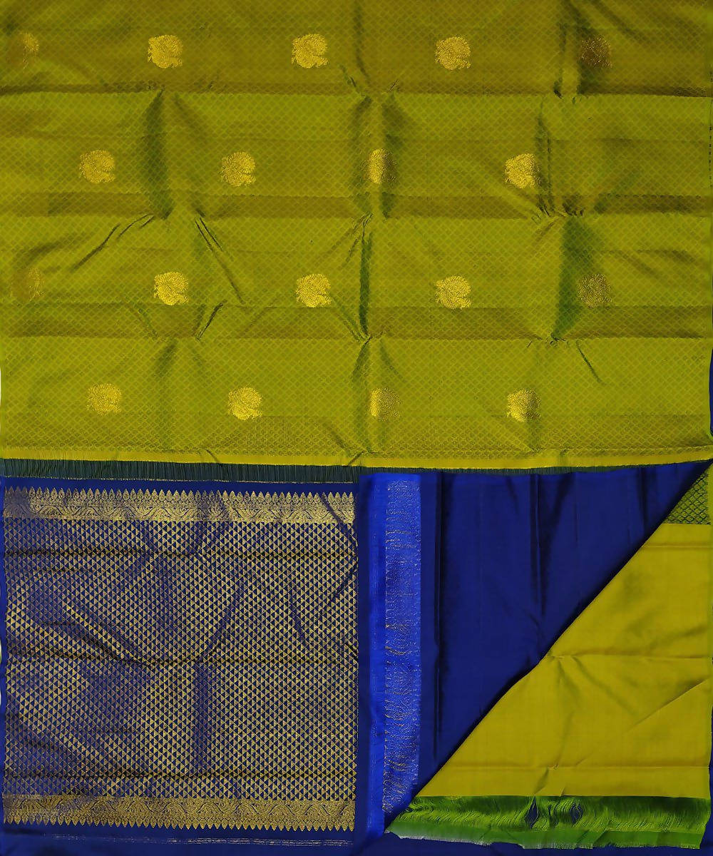 Green blue handloom partly kanchi silk saree