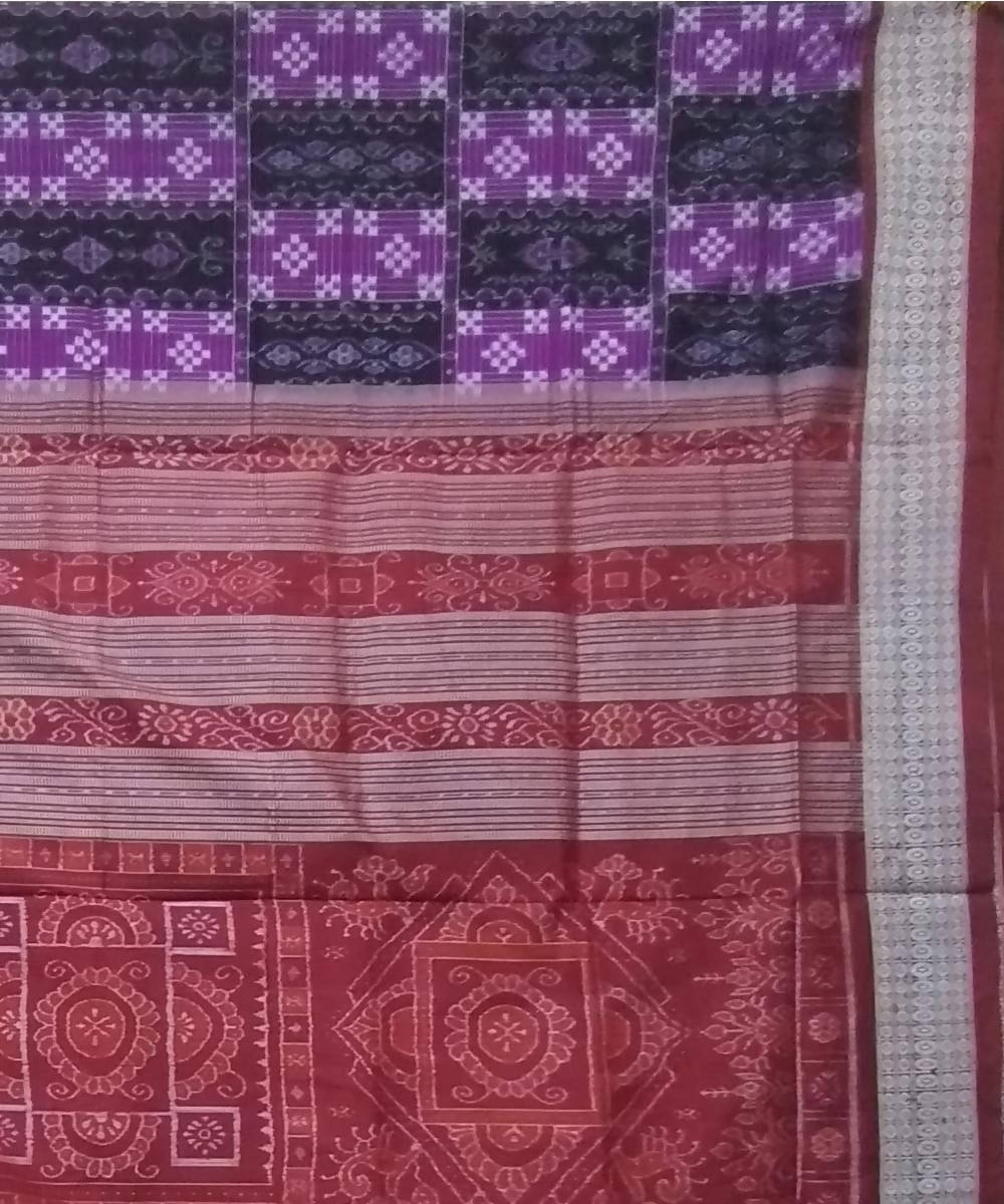 Black violet handwoven silk sambalpuri saree