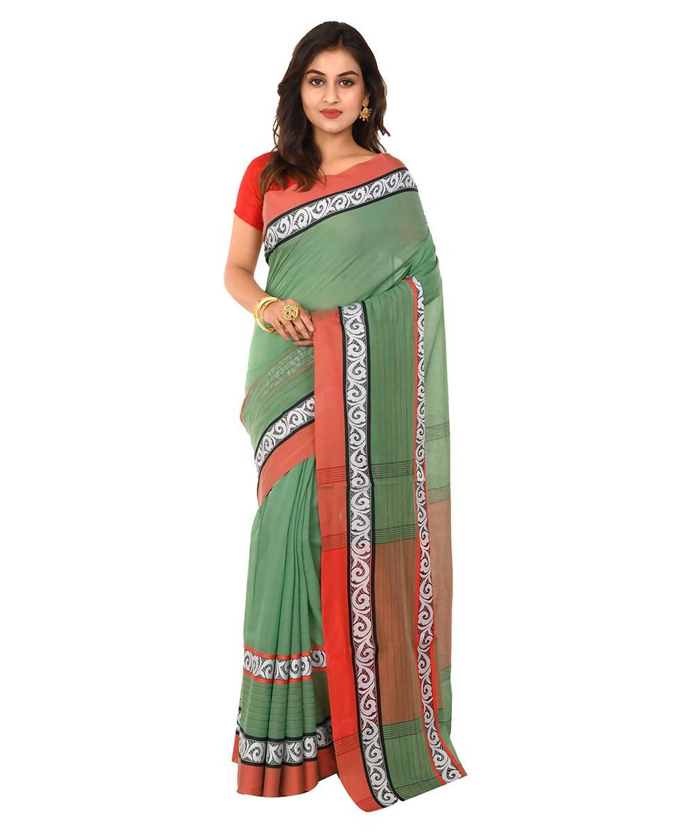 Bengal handloom shantipuri green cotton saree