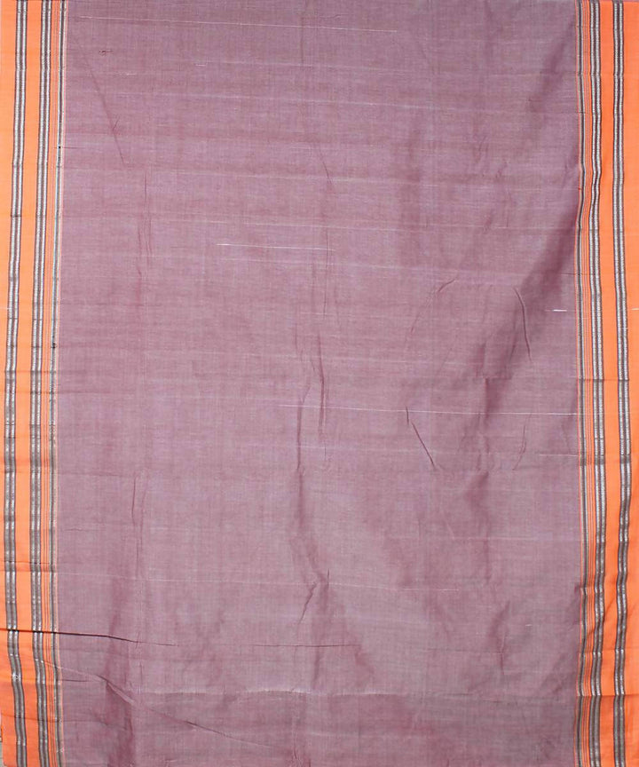 light brown ilkal handwoven gomi dadi orange border saree