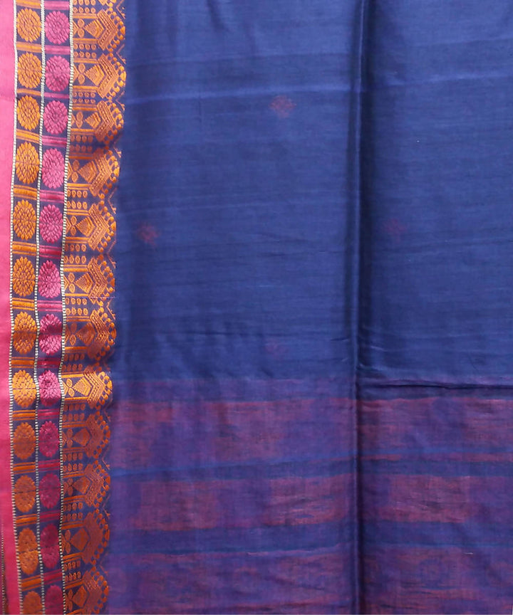 Handwoven bengal navy blue cotton saree