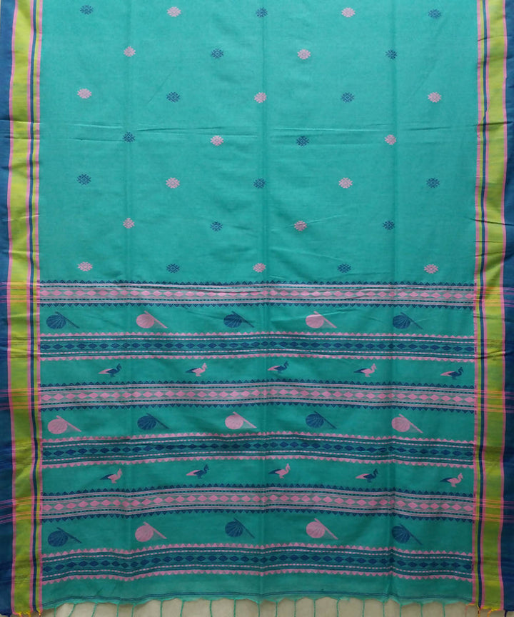 Bengal Ocean Blue Handwoven Cotton Saree