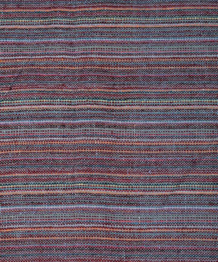 Brown teal handwoven cotton striped upholstery fabric