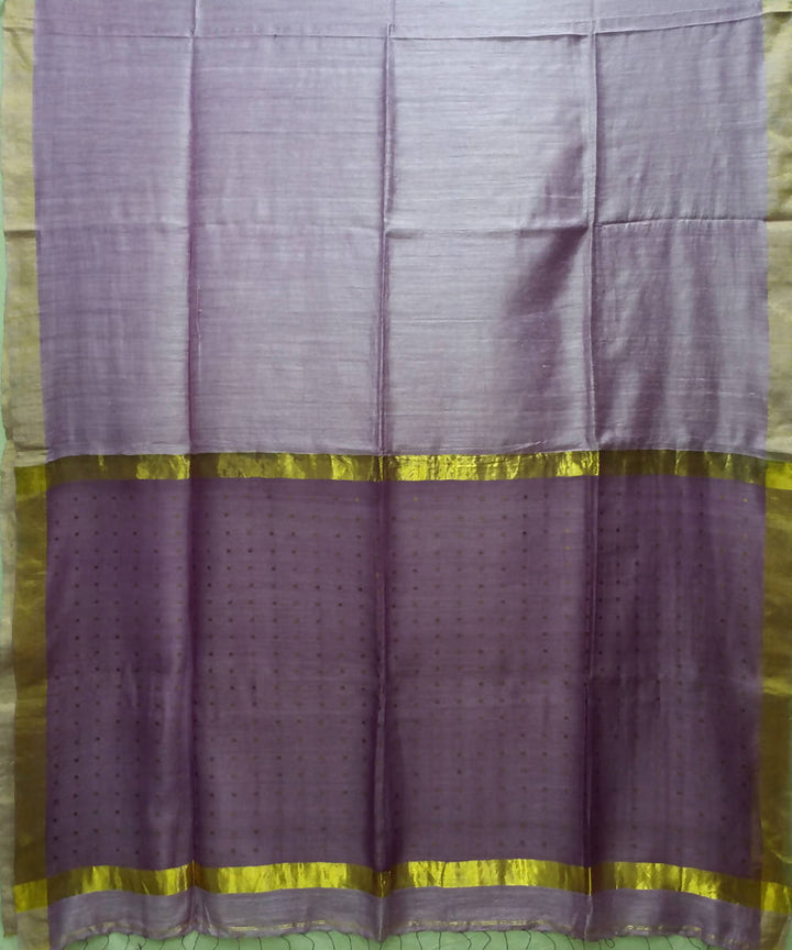 Handwoven bengal silk periwinkle mauve saree