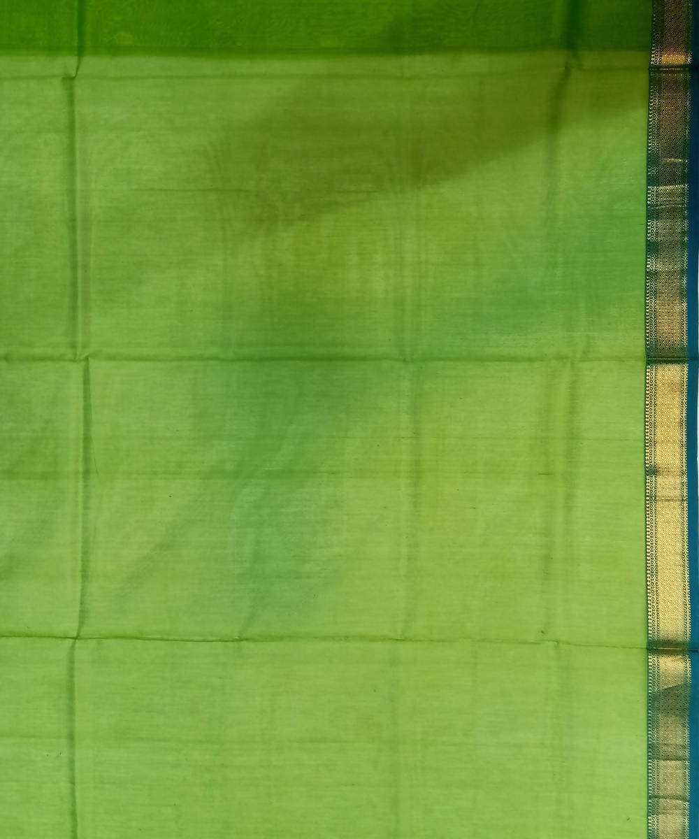 Maheshwari Handloom Parrot Green Cotton Silk Saree