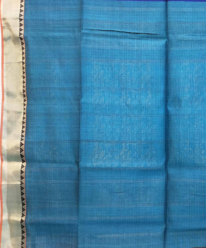 Navy blue hand loom cotton silk maheshwari saree